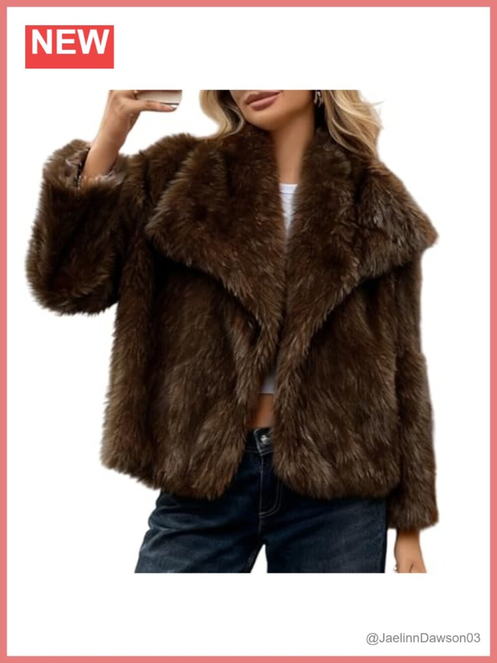Faux Fur Coat Lapel Fluffy Jacket Long Sleeve Furry Overcoat Winter Warm Shaggy